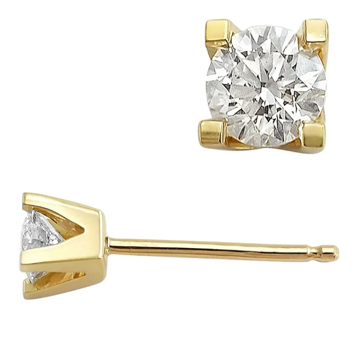 2 x 0,50 ct lab grown Diamant Solitärohrstecker in 14 Karat Gold mit lab grown Diamant 