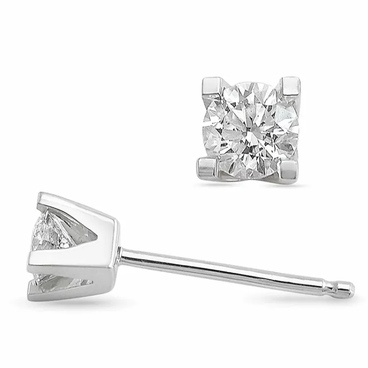 2 x 0,50 ct lab grown Diamant Solitärohrstecker in 14 Karat Weißgold mit lab grown Diamant 