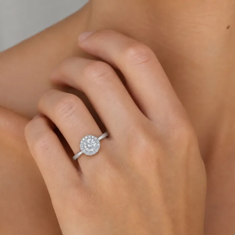 lab grown Diamant Ring in 14 Karat Weißgold 1,0 ct 0,21 ct