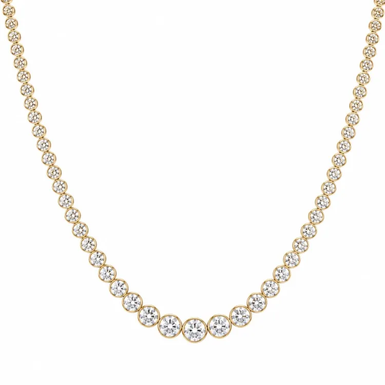 42 cm Halskette mit Anhänger aus 14 Karat Gold 5,76 ct