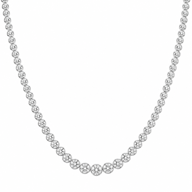 45 cm lab grown Diamant Halskette in 14 karat Weißgold 6,02 ct