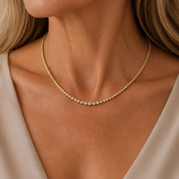 45 cm lab grown Diamant Halskette in 14 karat Gold 6,02 ct