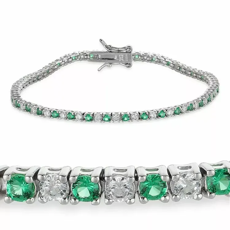 grünem Zirkon Tennisarmband aus Silber x 2,6 mm