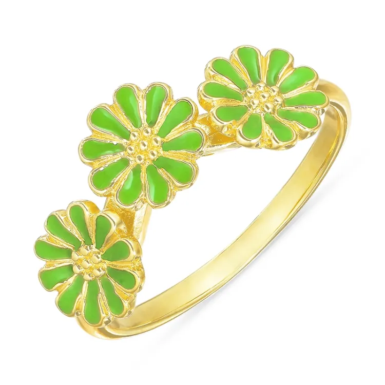 Marguerite hellgrünem Ring aus vergoldetem Sterlingsilber - Maggie