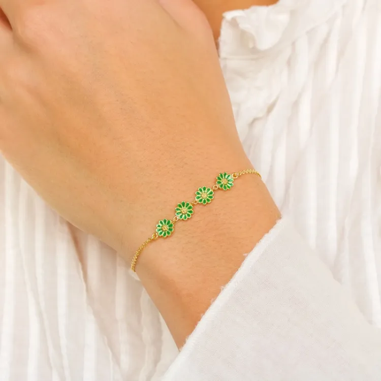 Marguerite dunkelgrünem Armband aus vergoldetem Sterlingsilber - Maggie