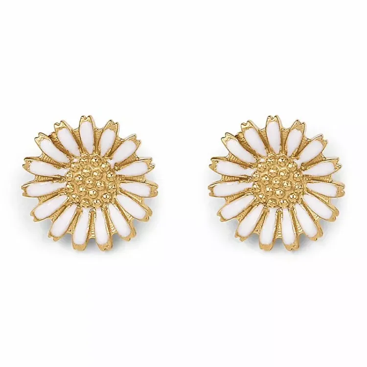 10 mm Marguerite Ohrringe in vergoldetem Sterlingsilber
