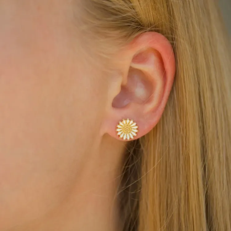 10 mm Marguerite Ohrringe in vergoldetem Sterlingsilber