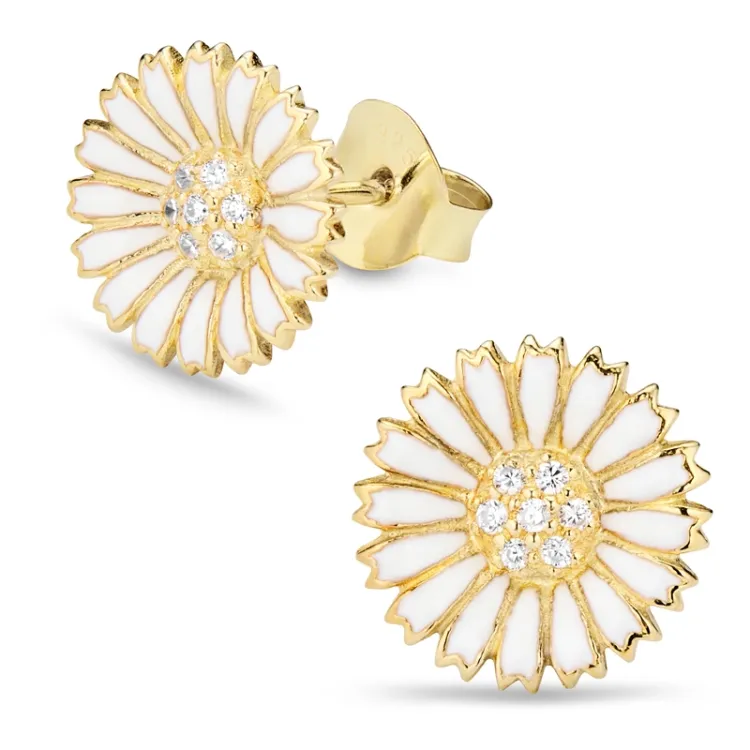 11,5 mm Marguerite Ohrringe in vergoldetem Silber - Marie