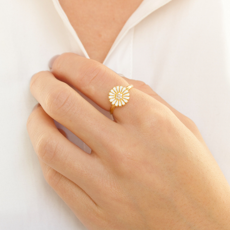 Marguerite Zirkon Ring aus vergoldetem Sterlingsilber - Marie