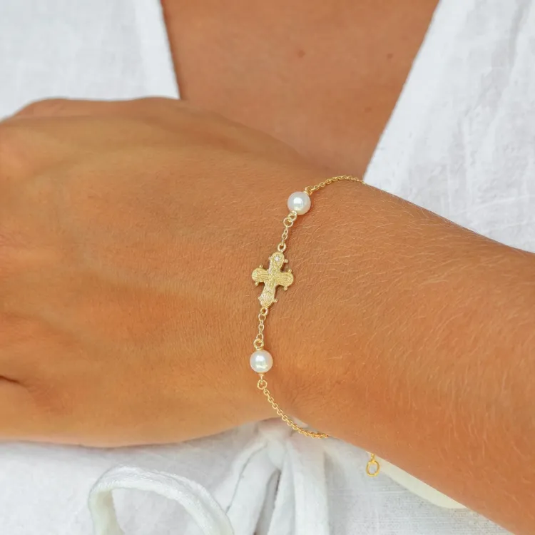 Dagmarkreuz lab grown Diamant Armband aus vergoldetem Sterlingsilber