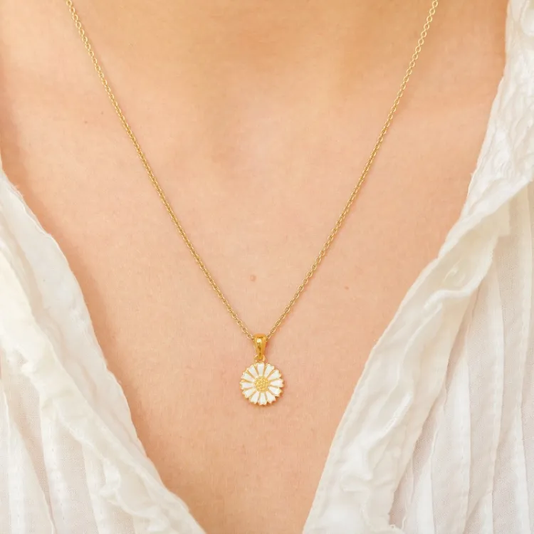 11 mm Marguerite Halskette mit Anhänger aus vergoldetem Sterlingsilber - Marie