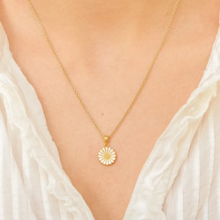 12 mm Marguerite Halskette aus vergoldetem Sterlingsilber - Marie