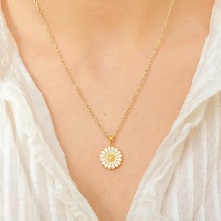 15 mm Marguerite Halskette aus vergoldetem Sterlingsilber - Marie