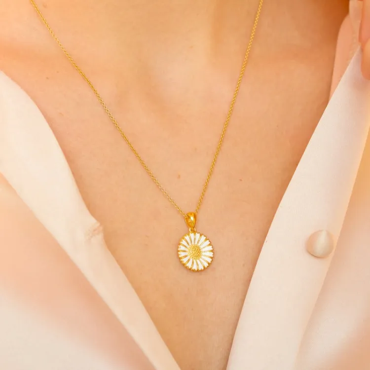 15 mm Marguerite Anhänger aus vergoldetem Sterlingsilber - Marie