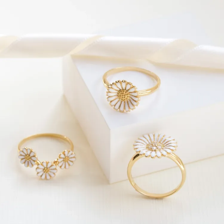 12 mm Marguerite Ring aus vergoldetem Sterlingsilber - Marie
