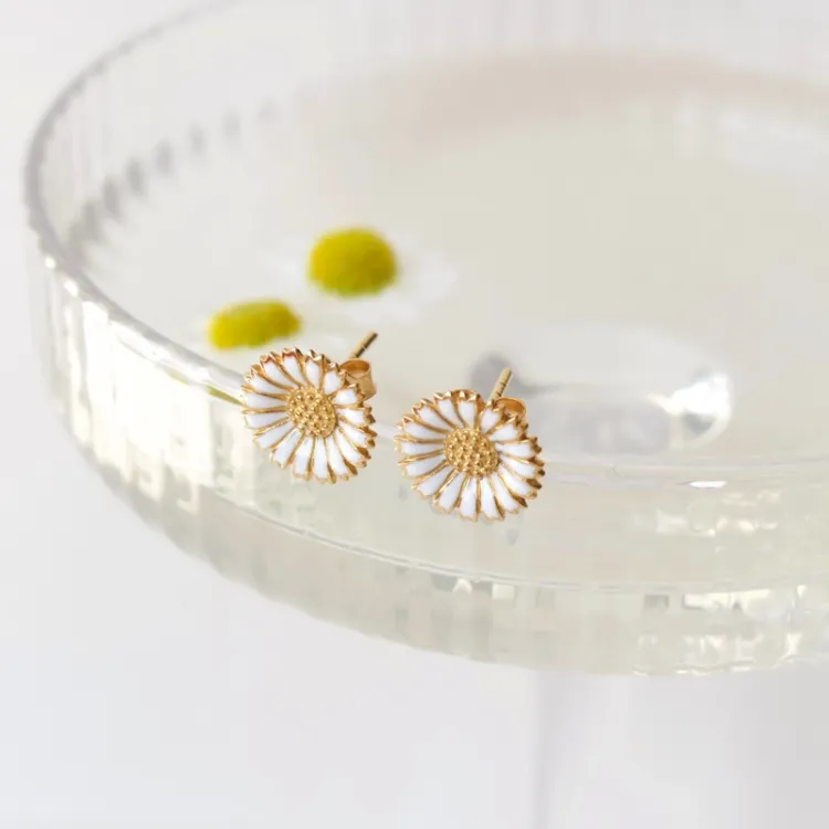 12 mm Marguerite Ohrstecker in vergoldetem Sterlingsilber - Marie
