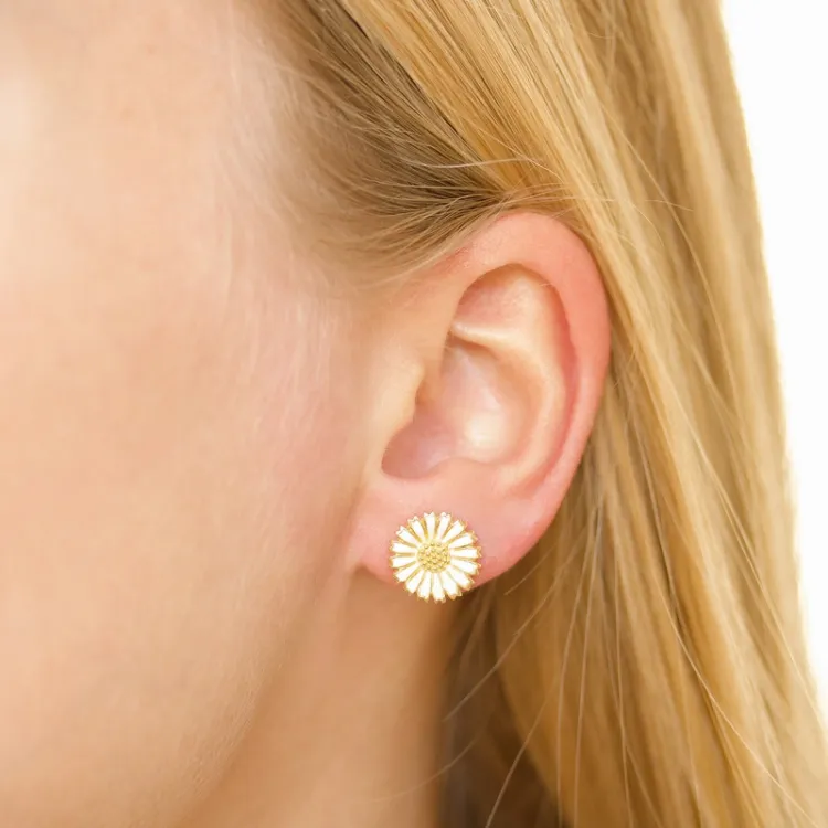 12 mm Marguerite Ohrstecker in vergoldetem Sterlingsilber - Marie