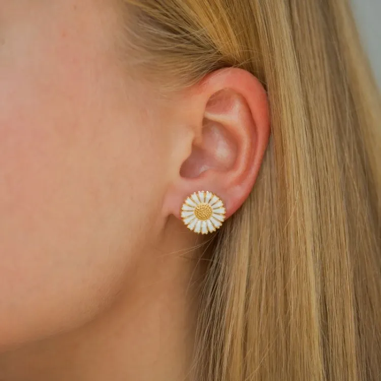 15 mm Marguerite Ohrstecker in vergoldetem Sterlingsilber - Marie