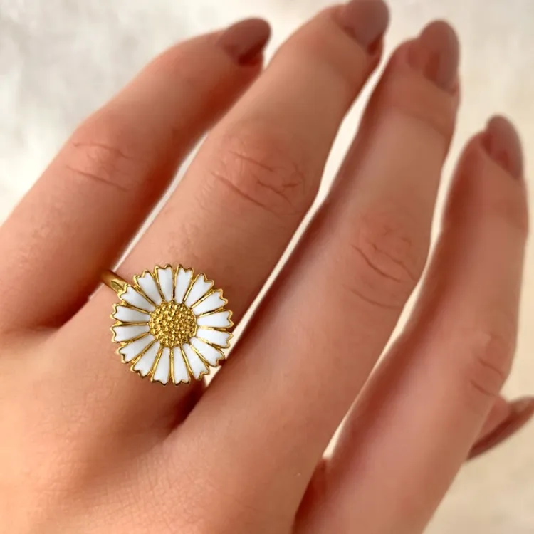 15 mm Marguerite Ring aus vergoldetem Sterlingsilber - Marie