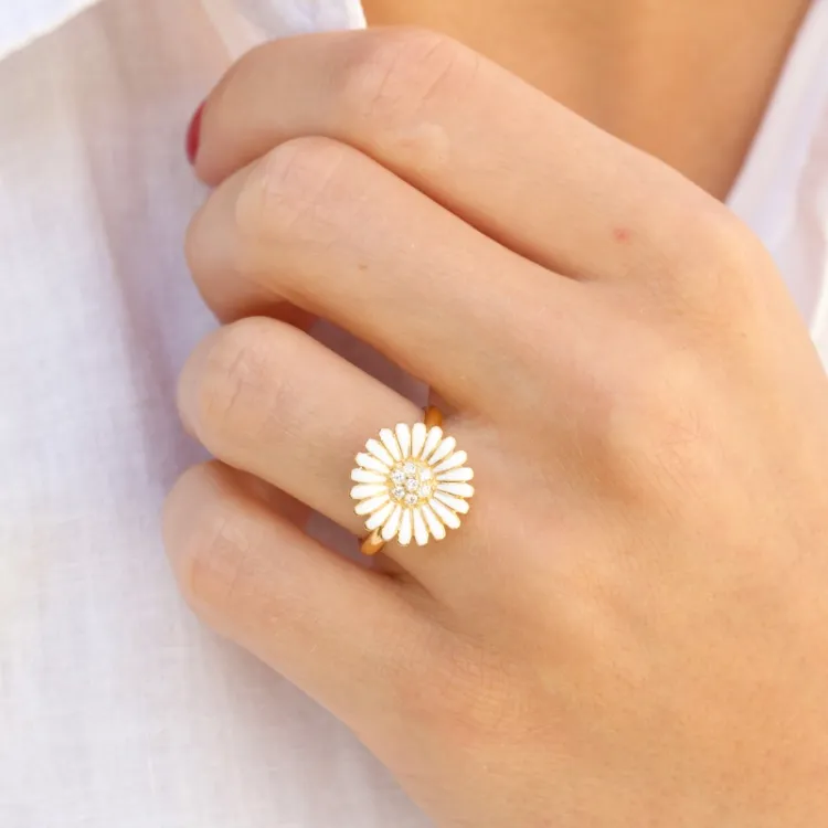 14 mm Marguerite Ring aus vergoldetem Sterlingsilber - Matilda