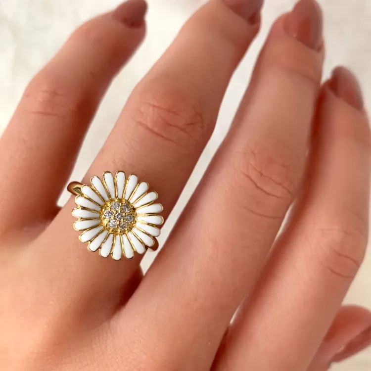 14 mm Marguerite Ring aus vergoldetem Sterlingsilber - Matilda