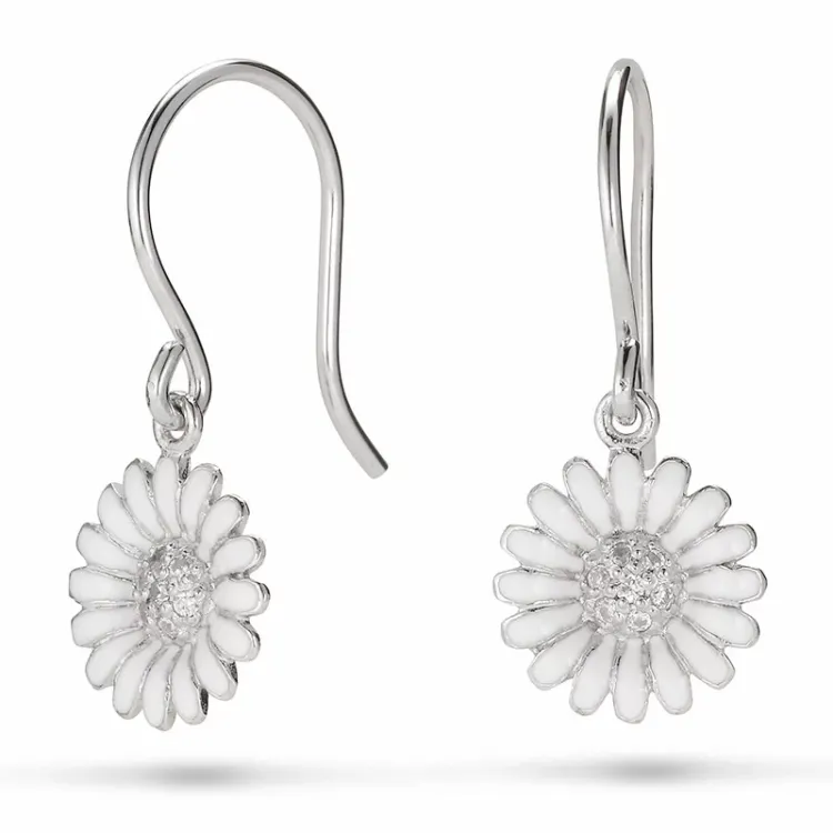 10 mm Marguerite Ohrringe in rhodiniertem Silber - Matilda