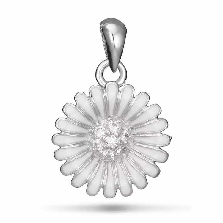 14 mm Marguerite Anhänger aus rhodiniertem Silber - Matilda