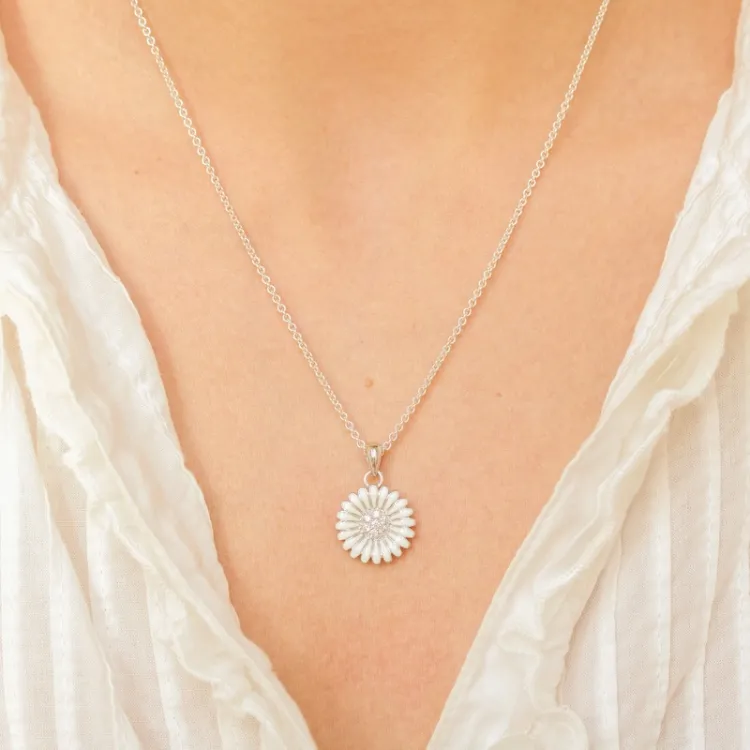 14 mm Marguerite Zirkon Halskette aus Silber - Matilda