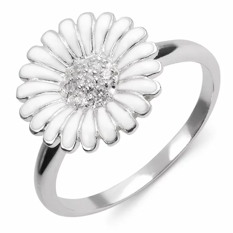 15 mm Marguerite Ring aus rhodiniertem Silber - Matilda