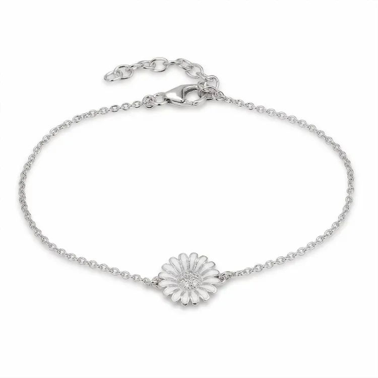 10 mm Marguerite Ankerarmband aus rhodiniertem Silber und Marguerite Anhänger aus Silber - Matilda
