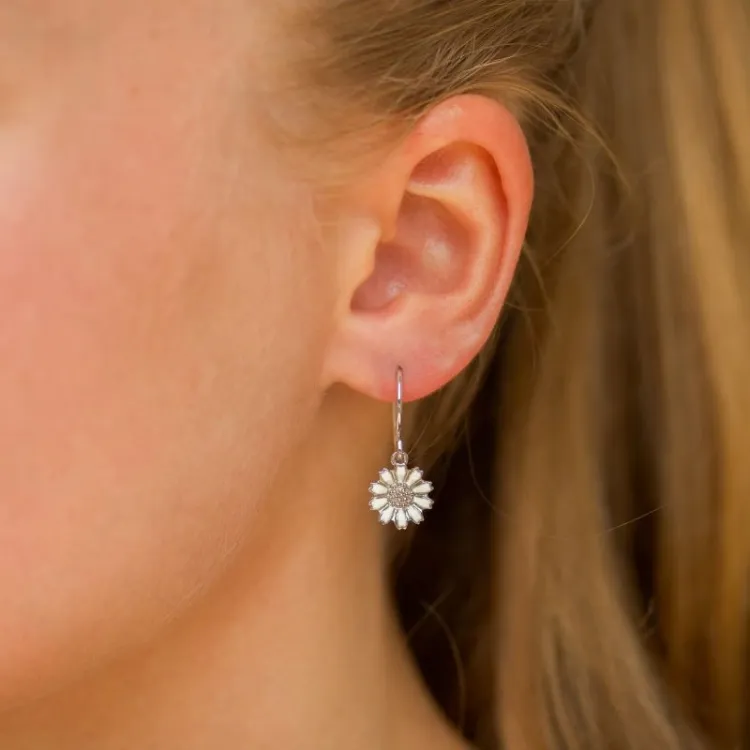 10 mm marguerite ohrringe in rhodiniertem silber