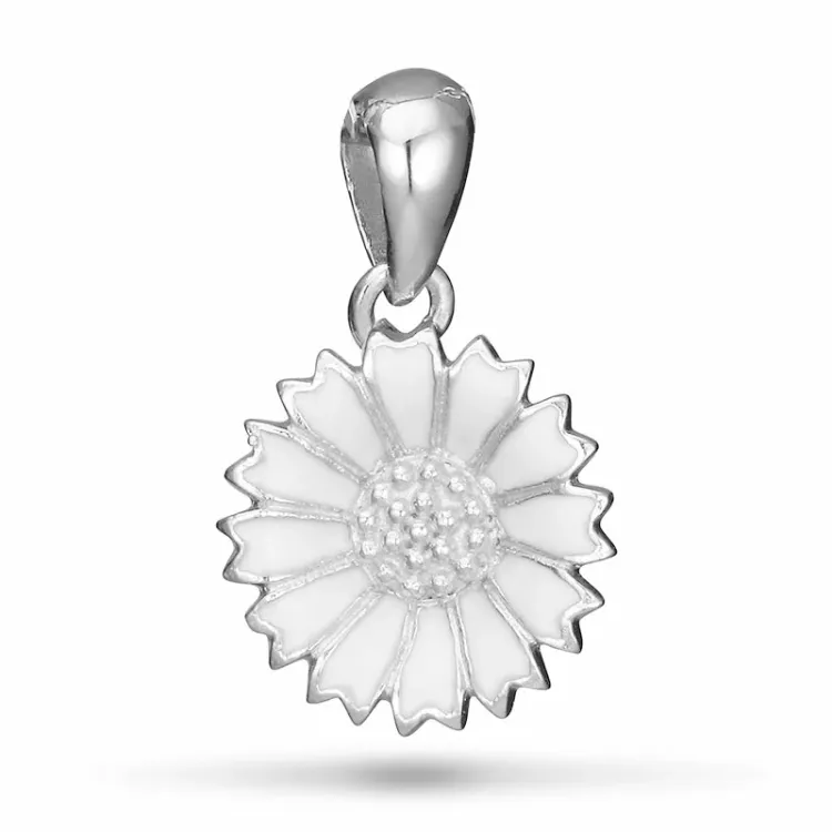 12 mm Marguerite Anhänger aus rhodiniertem Silber - Marie