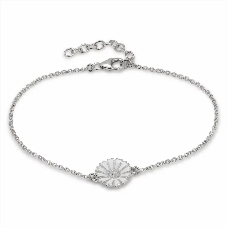12 mm Marguerite Ankerarmband aus rhodiniertem Silber - Marie
