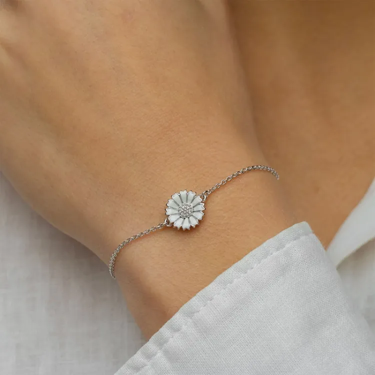 12 mm Marguerite Ankerarmband aus rhodiniertem Silber - Marie