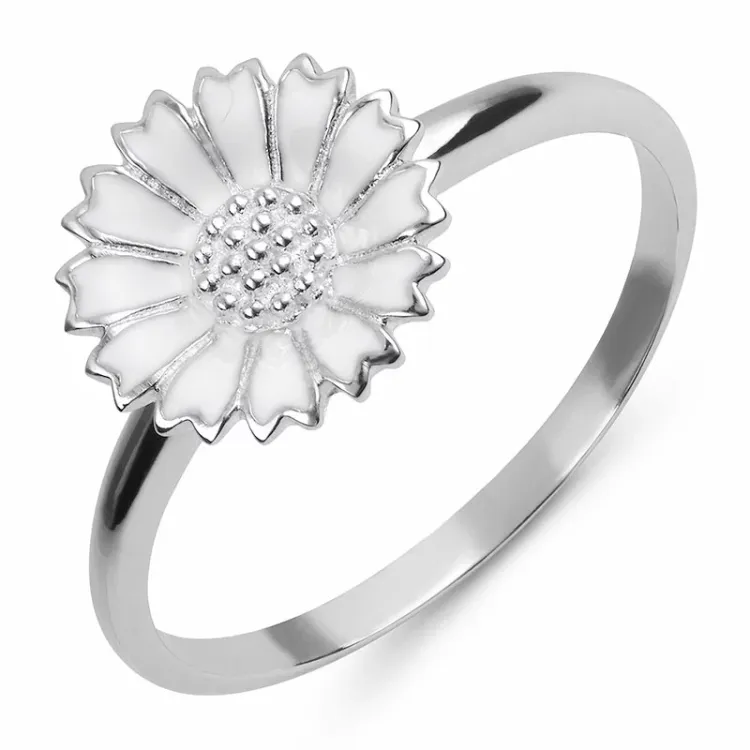 12 mm Marguerite Ring aus rhodiniertem Silber - Marie