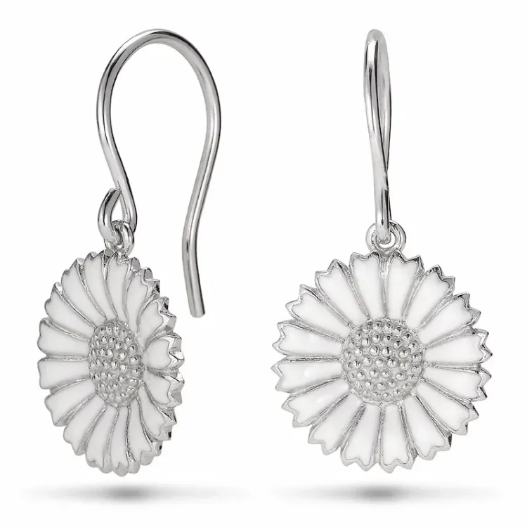 15 mm Marguerite Ohrringe in rhodiniertem Silber - Marie