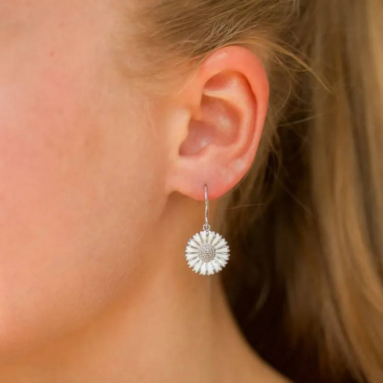 15 mm Marguerite Ohrringe in rhodiniertem Silber - Marie