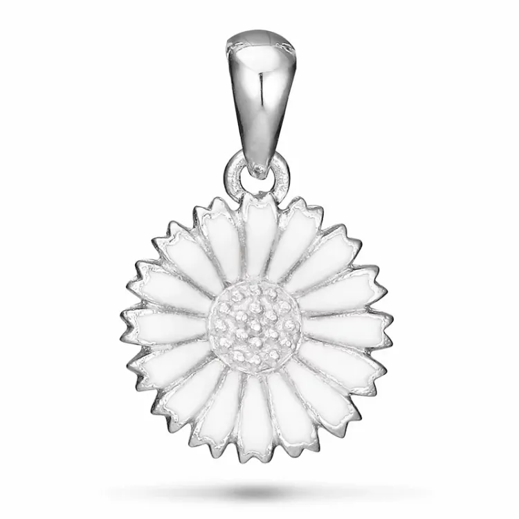 10 mm Marguerite Anhänger aus rhodiniertem Silber - Marie