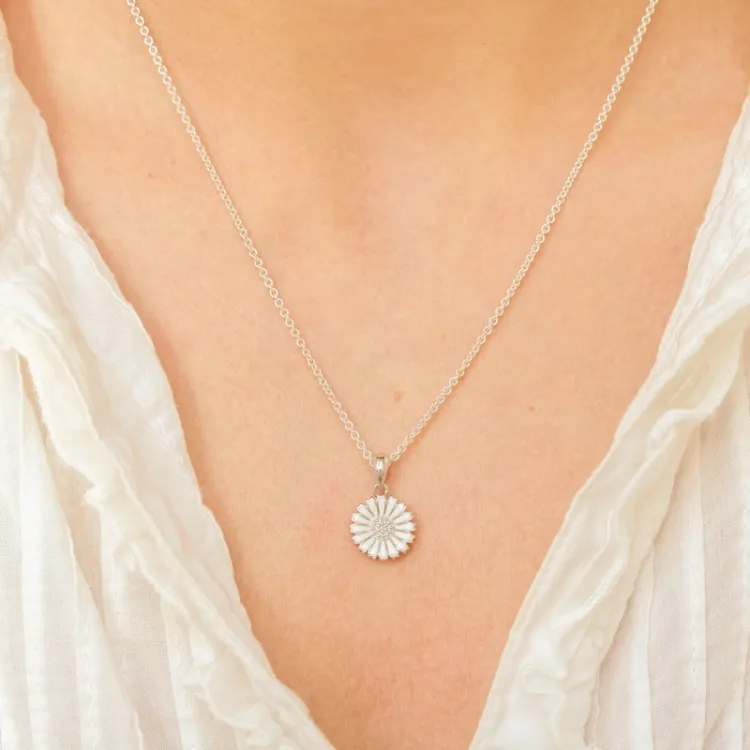 10 mm Marguerite Anhänger aus rhodiniertem Silber - Marie