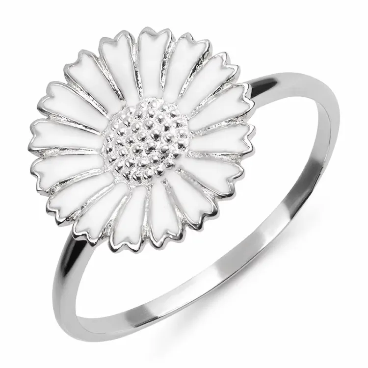 15 mm Marguerite Ring aus rhodiniertem Silber - Marie