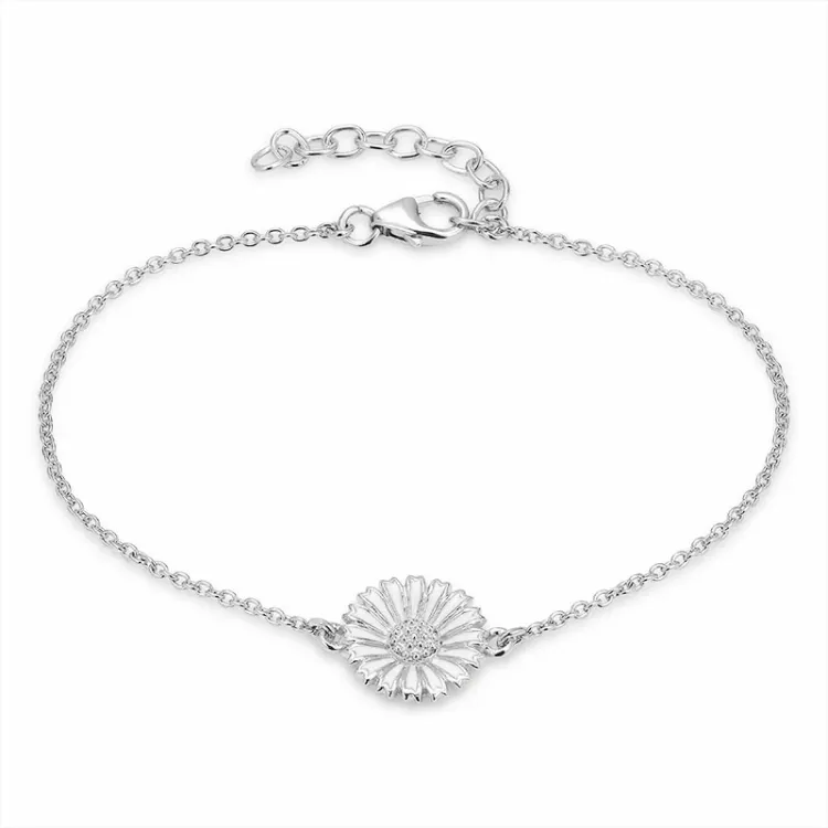 12 mm Marguerite Ankerarmband aus rhodiniertem Silber und Anhänger aus rhodiniertem Silber - Marie