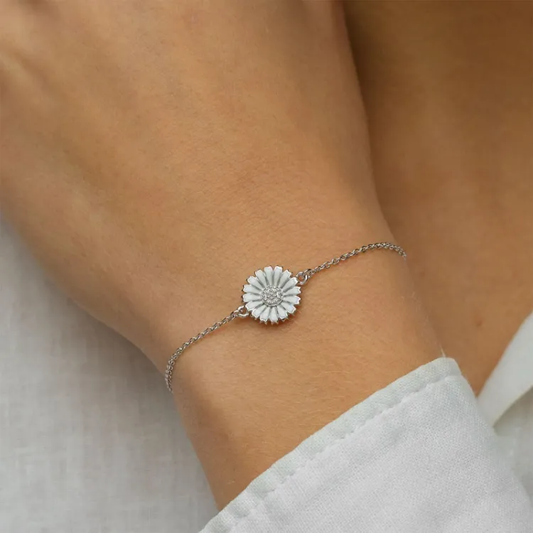 12 mm Marguerite Ankerarmband aus rhodiniertem Silber und Anhänger aus rhodiniertem Silber - Marie