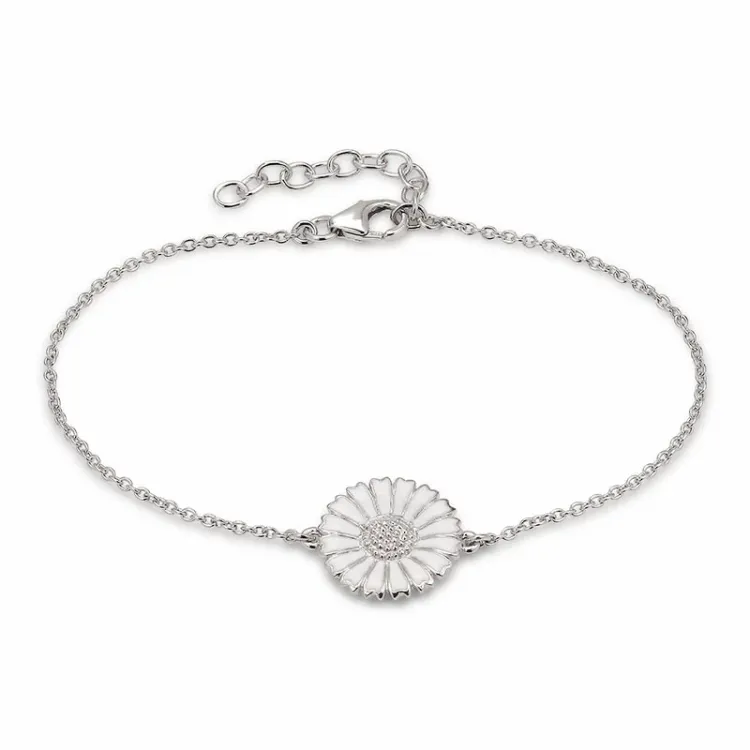 14 mm Marguerite Ankerarmband aus rhodiniertem Silber und Marguerite Anhänger aus rhodiniertem Silber - Marie