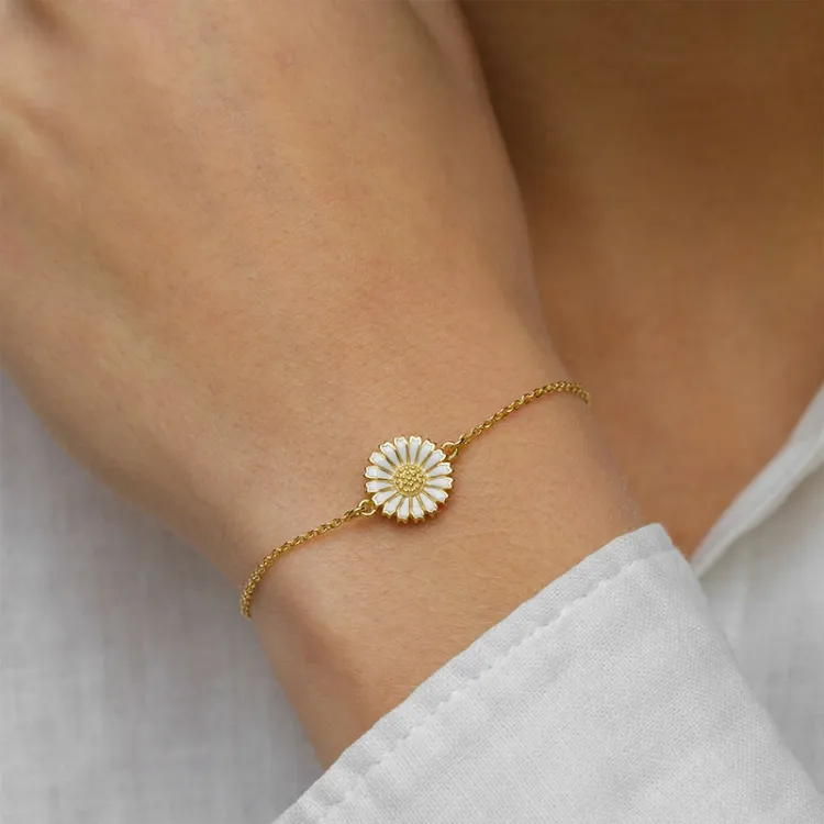 12 mm Marguerite Armband aus vergoldetem Sterlingsilber und Marguerite Anhänger aus vergoldetem - Marie