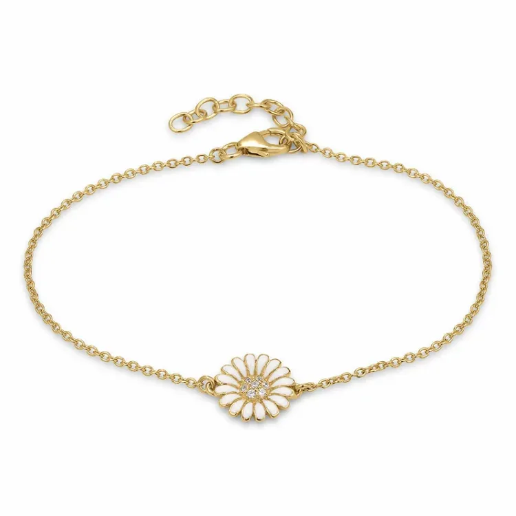 11 mm Marguerite Zirkon Armband aus vergoldetem Sterlingsilber und Marguerite Anhänger aus vergoldetem Sterlingsilber - Matilda
