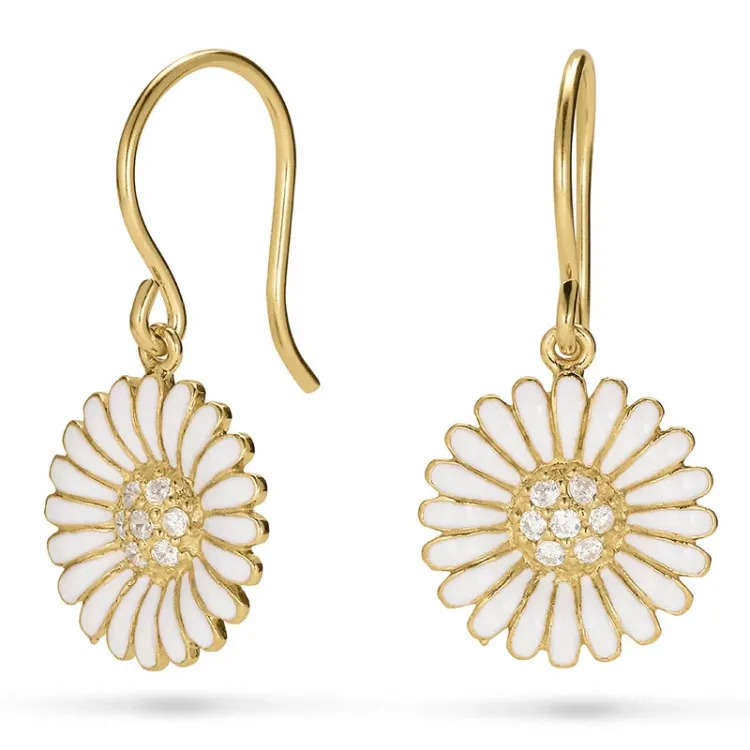 14,5 mm Marguerite Zirkon Ohrringe in vergoldetem Silber - Matilda