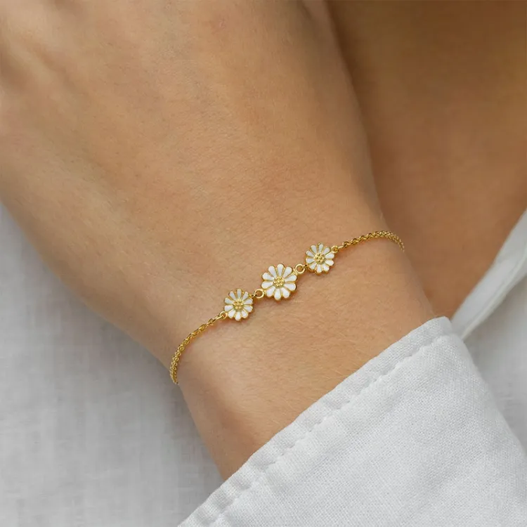1 x 7 mm und 2 x 6 mm Marguerite Armband aus vergoldetem Sterlingsilber - Maggie