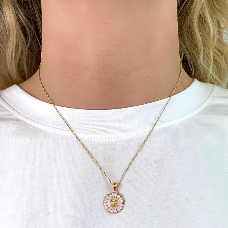 15 mm Marguerite violettem Anhänger aus vergoldetem Sterlingsilber - Marie