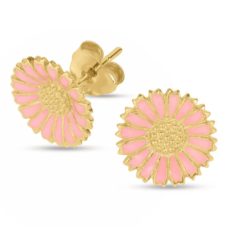 12 mm Marguerite pink Ohrringe in vergoldetem Silber - Marie