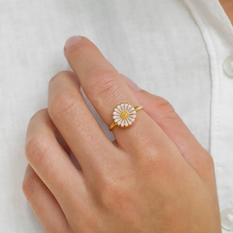 12 mm Marguerite violettem Ring aus vergoldetem Sterlingsilber - Marie